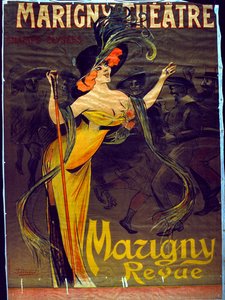 Publicité pour la revue Mazigny apparaissant à Paris au théâtre Marigny - French School