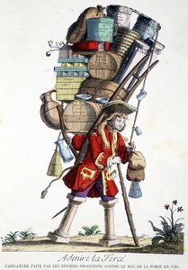Admirez la force. Caricature réalisée par des droguistes contre le Duc de Force en 1721 - French School