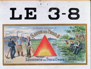 Publicité pour le savon de marque 3x8, fin du XIXe siècle - French School