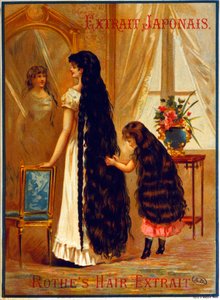 Publicité pour Extrait Japonais, un produit capillaire favorisant la croissance des cheveux, 1895 - French School