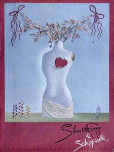 Publicité pour le parfum "Shocking" de Schiaparelli, illustration tirée du magazine "Vogue", novembre 1938 (lithographie couleur) - French School