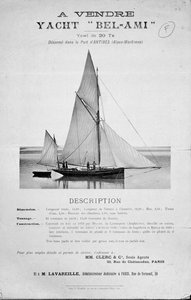 Publicité pour la vente du yacht Bel-Ami de Guy de Maupassant - French School