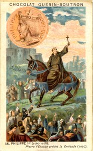 Chromolithographie publicitaire des chocolats Guerin Boutron, Philippe Ier roi des Francs de 1060 à 1108 Pierre l