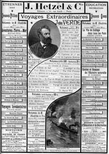 Publicité pour les romans de Jules Verne à l