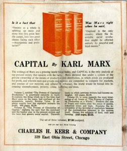 Publicité pour la vente du livre "Le Capital" de Karl Marx dans un magazine américain