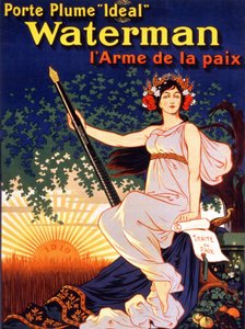 Affiche publicitaire pour "Porte-plume Waterman Idéal, l