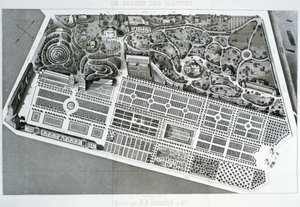 Vue aérienne du plan du Jardin des Plantes à Paris, 1842 - French School