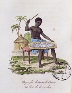 Femme africaine battant du coton - French School
