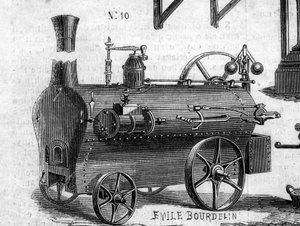 Machine agricole : une locomobile présentée au concours agricole de Paris en 1860. Gravure dans "Le Monde Illustré" n°169 du 7 juillet 1860 - French School