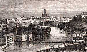 Albi - Languedoc-Roussillon-Midi-Pyrénées - gravure dans «La France illustrée: géographie, histoire, administration statistique» par V.A. Malt-Brown. 1884 - French School