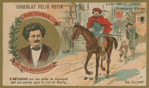 Alexandre Dumas et une scène des Trois Mousquetaires