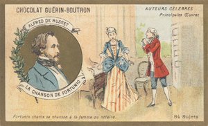Alfred de Musset (1810-1857), écrivain français de la période romantique, auteur de « Chanson de Fortunio », poésie (1852) - French School