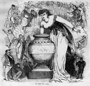 Allégorie du plébiscite du 8 mai 1870, dernier plébiscite organisé sous le Second Empire. Gravure de 1870 - French School