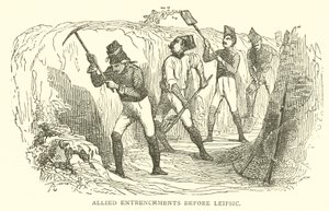 Tranchées alliées devant Leipzig (gravure)