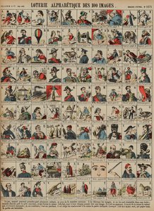 Loterie alphabétique de cent images - French School