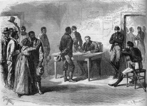 Guerre civile américaine (1861-1865) : volontaires noirs rejoignant l