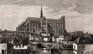 Amiens - Nord-Pas-de-Calais-Picardie - gravure dans "La France illustrée: géographie, histoire, administration statistique" par V.A. Malte-Brun. 1884