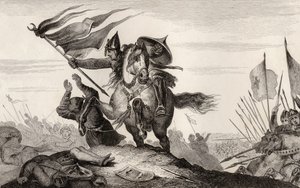 Un chevalier français du 8ème siècle en bataille, de 