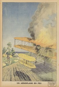 Un avion en feu - French School