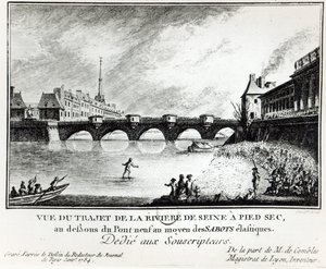 Une tentative de traverser la Seine à pied, 1784