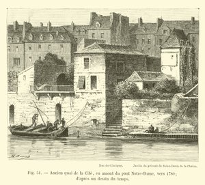 Ancien quai de la Cité, en amont du pont Notre-Dame, vers 1780 - French School
