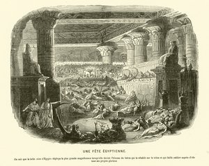 Fête égyptienne antique pendant le règne de Cléopâtre VII - French School