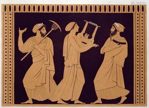 Scène de théâtre grec antique, d