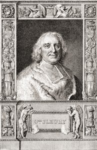 André-Hercule de Fleury, évêque de Fréjus, 1653-1743. Cardinal français et ministre principal de Louis XV. De Les Heures Libres publié en 1908 - French School