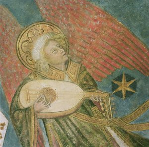 Ange musicien jouant du luth (détail)