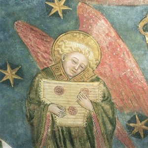 Ange musicien jouant du psaltérion (détail)