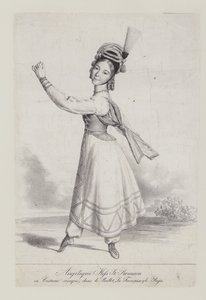 Angelique St Romain Mees en costume de cosaque pour le ballet La Française et le Raja - French School