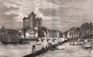Annecy - Auvergne-Rhône-Alpes - gravure dans «La France illustrée: géographie, histoire, administration statistique» par V.A. Malt-Brown. 1884 - French School