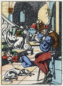 Illustration anonyme pour « La Belle au bois dormant », conte de Charles Perrault (1628-1703), écrivain français. Gravure sur bois de l