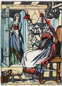 Illustration anonyme pour "La Belle au bois dormant", conte de Charles Perrault (1628-1703), écrivain français. Gravure sur bois de l