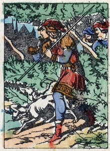 Illustration anonyme pour « La Belle au bois dormant », conte de Charles Perrault (1628-1703), écrivain français. Gravure sur bois d