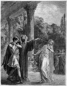 Apollonius à Corinthe. Dans « Histoire de la magie du Monde surnaturel et de la Fatalité à travers les temps et les peuples », Furne Jouvet et Cie éditeurs (1869) - French School