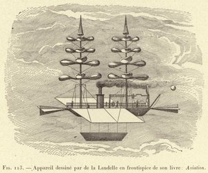 Appareil dessiné par de la Landelle en frontispice de son livre: Aviation