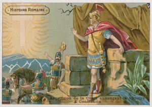 Apparition de la Croix annonçant la victoire à Constantin à la bataille du pont Milvius, 312 - French School