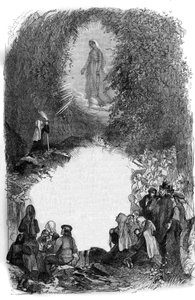 Apparition de la Vierge Marie à Bernadette Soubirous (1844-1879) dans la grotte de Lourdes, Hautes-Pyrénées (65) - French School