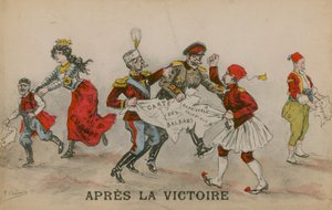 Après la victoire, caricature politique sur les Balkans. Carte postale envoyée le 14 juin 1913. - French School