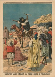 Agitateur arabe prêchant la guerre sainte en Tripolitaine, illustration de 