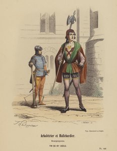 Arbalétrier et hallebardier, Bourguignons, fin du XVe siècle - French School