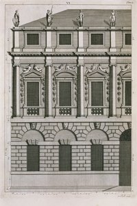 Conception architecturale démontrant les proportions palladiennes, gravée par Bernard Picart, c.1716