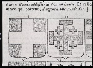 Armes de Montmorency et Godefroy de Bouillon - dans "La vraye et parfaite science des armoiries ou l