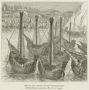 Arrivée des croisés devant Constantinople - French School
