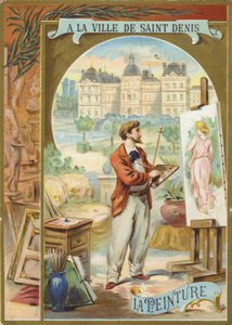 Artiste peignant une image de femme - French School