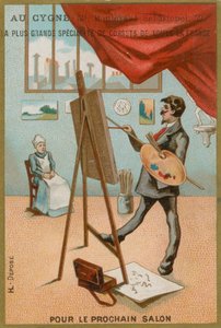 Artiste peignant une femme assise - French School