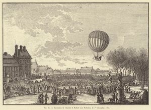 Ascension de Charles et Robert aux Tuileries, le 1er décembre 1783 (gravure) - French School