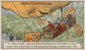 Tentative des frères Robert et du duc de Chartres de diriger un ballon - French School