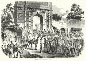 Troupes autrichiennes entrant à Milan, Italie, 6 août 1848 (gravure) - French School